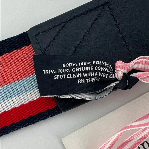 Vineyard Vines Women's Striped Belt in Red, Blue, and White Cowhide - Picture 3 of 6
